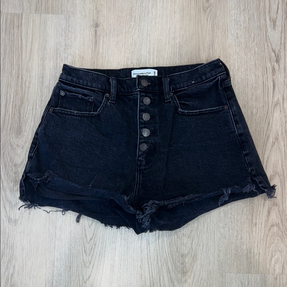 Abercrombie and Fitch Size 28 High-rise Mom Short  Black Jean Shorts